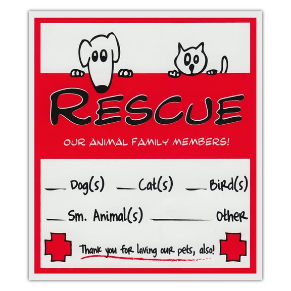 2-Pack Pet Rescue Alert To Fire Department | Window Stickers Decals Dogs Cats