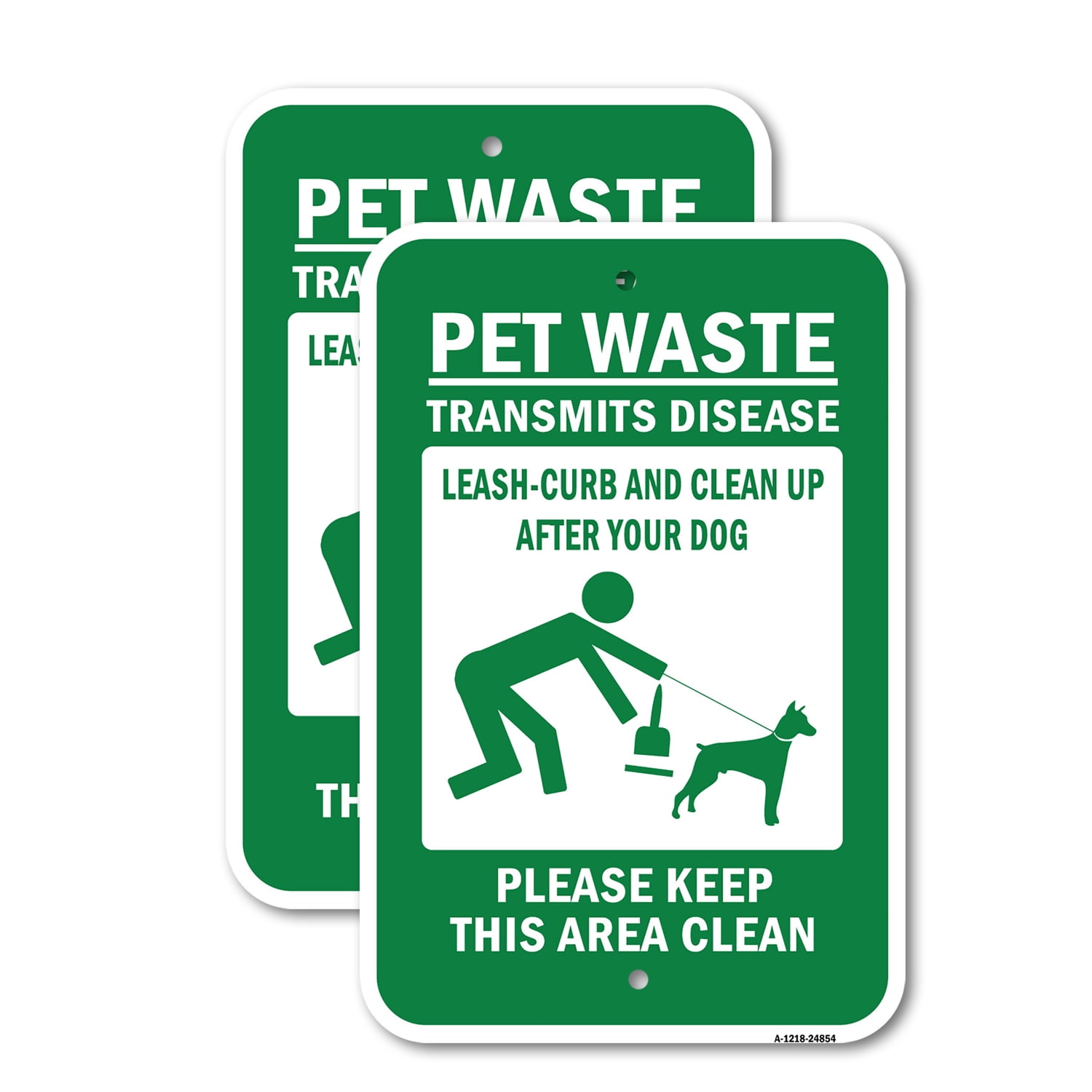 (2 Pack) Pet Waste Transmits Disease Leashcurb And Clean U 12" X 18