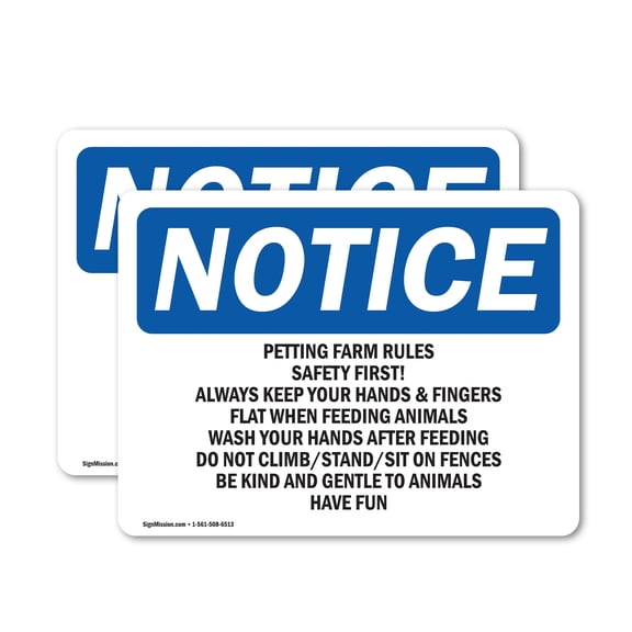 (2 Pack) Petting Farm Rules Safety First Always OSHA Notice Sign