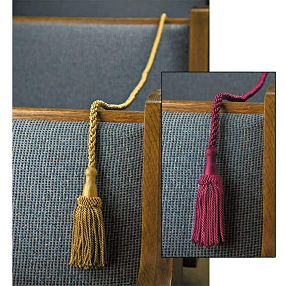 "2 Pack - Pew Reservation Ropes Weighted with Tassels, Burgundy, 8 Foot"