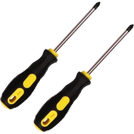 2 Pack Phillips Screwdriver 4 Inch Shaft, Cross-head Screwdriver 6mm PH2 Magnetic Extended Screwdriver With Rubber Handle