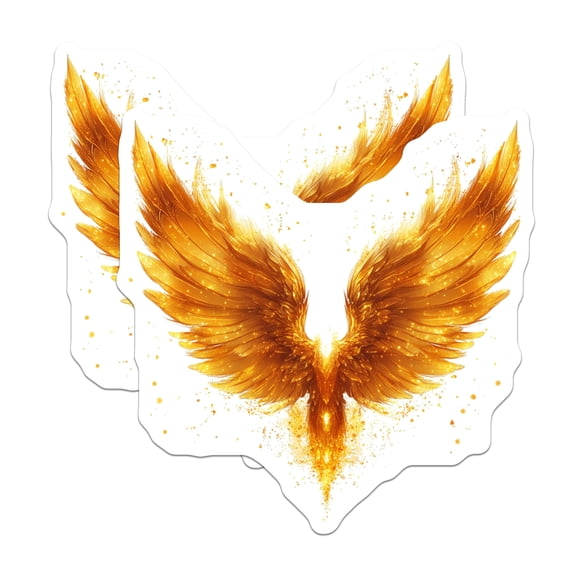 (2 Pack) Phoenix Golden Wings Magnets - Rebirth Symbolism - Fantasy Art Decor - Mystical Firebird Theme - 5 Inches On Longest Side - Thick Durable Magnet - Made in USA - MAG27760