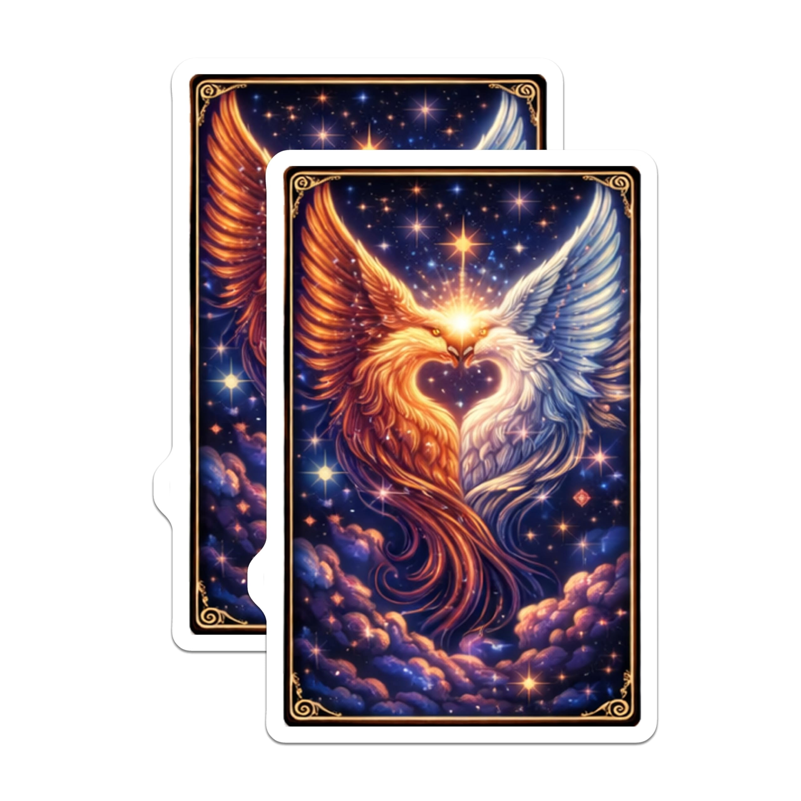 (2 Pack) Phoenix Stickers - Fire and Ice Birds - Celestial Creature Art ...