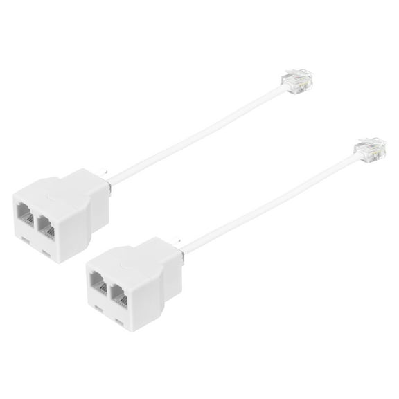 Uxcell 2 Pack Phone Jack Splitter RJ11 6P4C Telephone Line 2 Way Splitter Adapter for Landline 0.55ft White