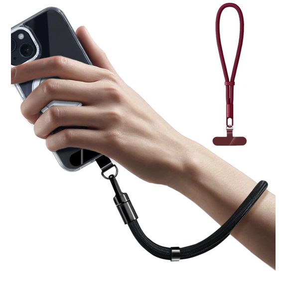 2 Pack Phone Lanyard with Patch, Adjustable Phone Wrist Strap, Cell Phone Lanyards for Women Men Car Keys ID Badges Card Wallet Multifuctional Lanyards (Black+Pink)