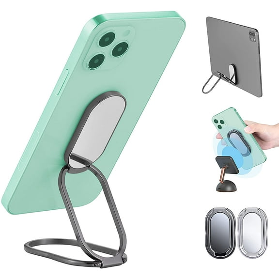 2-Pack Phone Ring Holder Finger Kickstand, 360 Rotating Ultra-Thin Foldable Mobile Phone Grip, Compatible with All Smartphones and Tablets (Silver and Black)