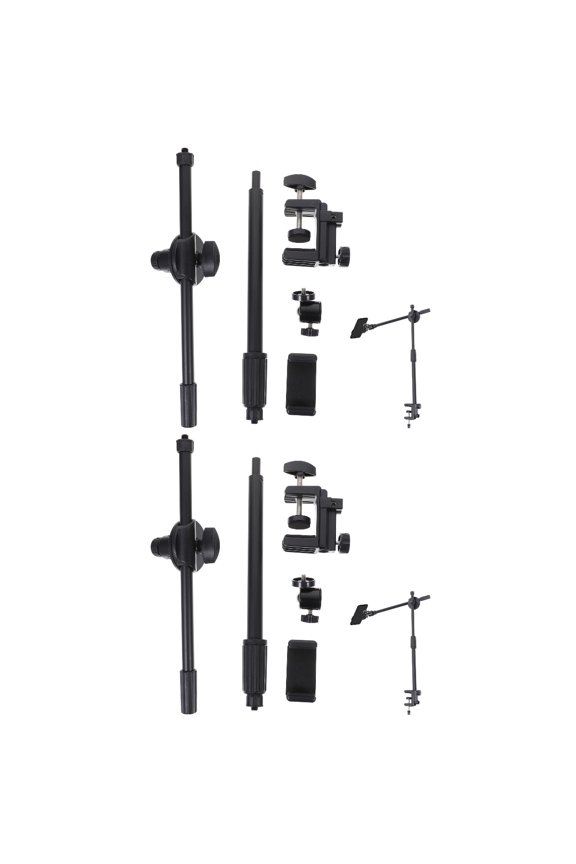 Phone Stand with Holder, 360-Degree Adjustable Arm, Live Streaming, Black