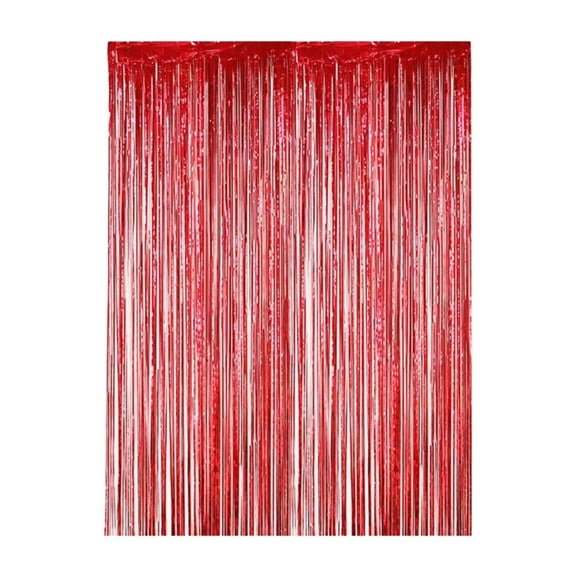 2 Pack Photo Booth Backdrop Metallic Tinsel Foil Fringe Curtains Environmental Background Streamers for Birthday Wedding Party Christmas Decorations (Red Backdrop Curtain)Harlik