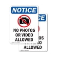 thumbnail image 1 of (2 Pack) No Photos Or Video Allowed OSHA Notice Sign 12 Inch X 18 Inch Plastic Sign, Weather Resistant, UV Protected for Workplace, Business, and Construction Site, Made in the USA, 1 of 8