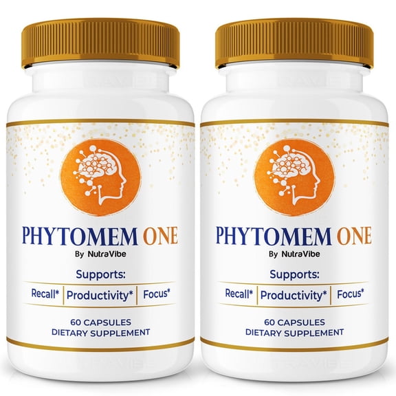 (2 Pack) Phytomem One Pills Daily Formula with a Natural Blend to Help Maintain Focus, Memory & Concentration | Clean, Gentle, Easy-to-Swallow Capsules for Everyday Sharpness (120 Capsules)