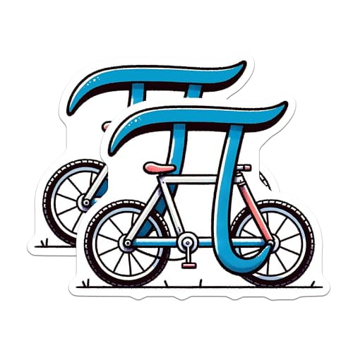 (2 Pack) Pi Bike Magnets - Math Nerd Decor - 5" On Longest Side - for Cars, Fridges, Toolboxes - Made in USA - MAG8174