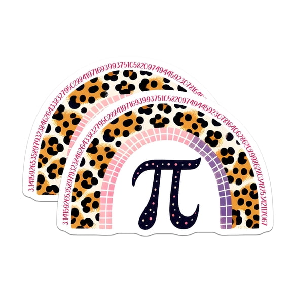 (2 Pack) Pi Mathematical Symbol Magnets - Leopard Print Arcs - Pink and Purple Pattern - 5" On Longest Side - for Cars, Fridges, Toolboxes - Made in USA - MAG8166