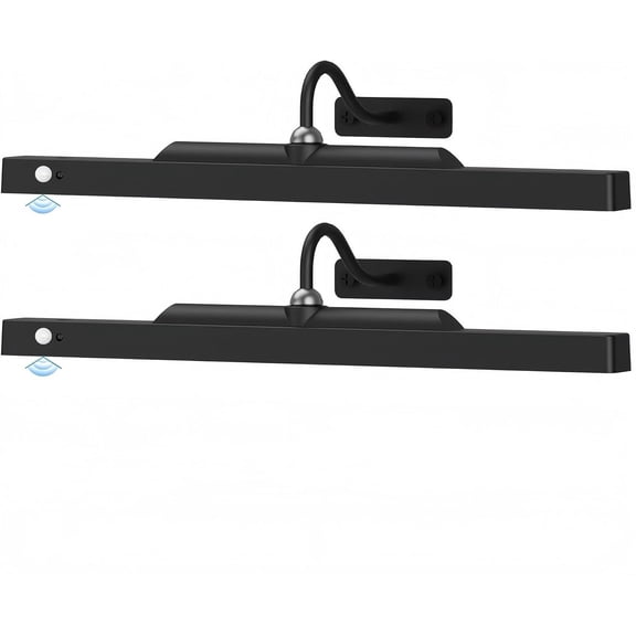 2 Pack Picture Lights for Wall Paintings Motion Activated 16'' Rechargeable and Cordless Sconce Pictures, 350LM Artwork Light Gallery, Portraits,Poster(Black)