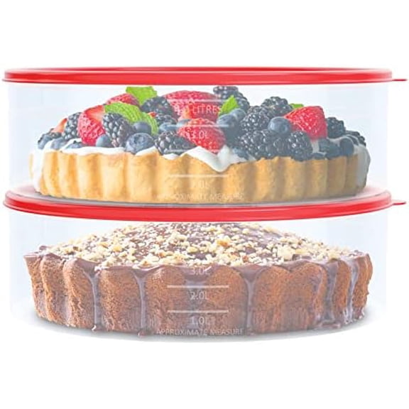 2 Pack Pie Carrier Cake Storage Container with Lid | 10.5" Large Round Plastic Cupcake Cheesecake Muffin Flan Cookie Tortilla Holder Storage Containers Airtight | Pie Keeper Transport Container