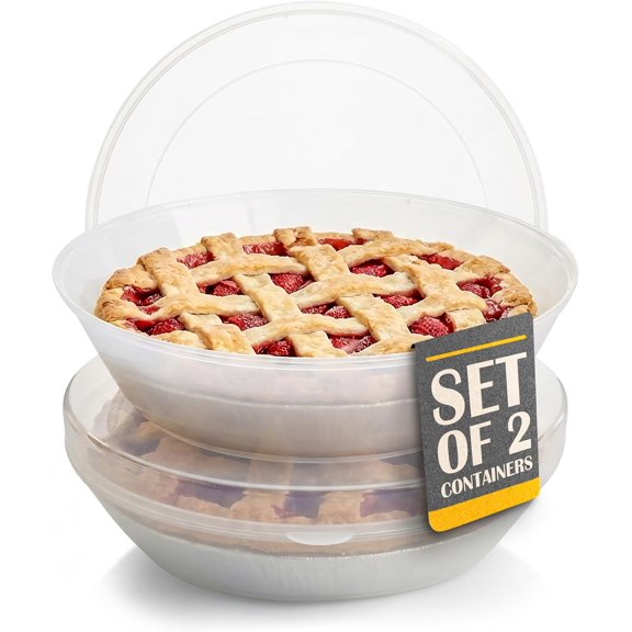 2 Pack Pie Carrier with Airtight Lid - BPA Free Pie Storage Container with Cover - Transport Keeper for Most Bakery - Plastic Pie Dish Holder