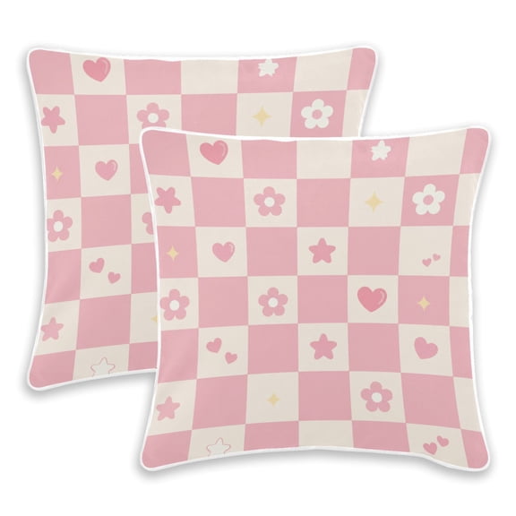 2 Pack Pillow Covers Checker Printed Decorative Pillow Case with Hidden Zipper, (No Pillow Insert)