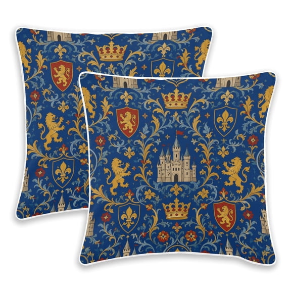 2 Pack Pillow Covers Crest Printed Decorative Pillow Case with Hidden Zipper, (No Pillow Insert)