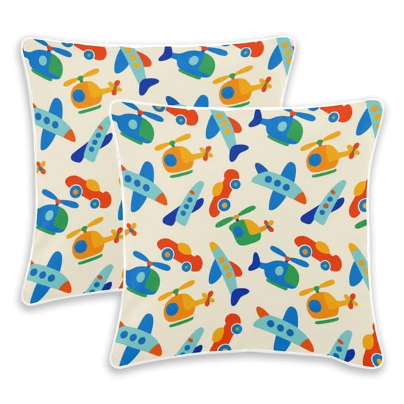 2 Pack Pillow Covers Flyers Printed Decorative Pillow Case with Hidden Zipper, (No Pillow Insert)