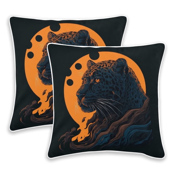 2 Pack Pillow Covers Mountain Leopard Printed Decorative Pillow Case with Hidden Zipper, (No Pillow Insert)