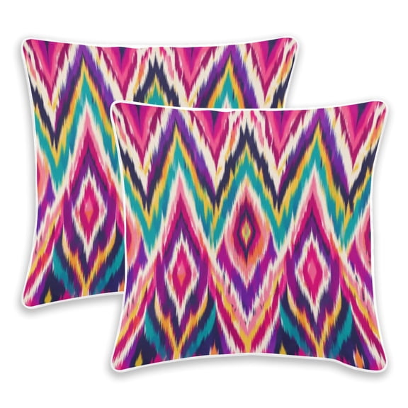2 Pack Pillow Covers Rainbow Ikat Printed Decorative Pillow Case with Hidden Zipper, (No Pillow Insert)