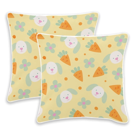 2 Pack Pillow Covers Yellow Printed Decorative Pillow Case with Hidden Zipper, (No Pillow Insert)