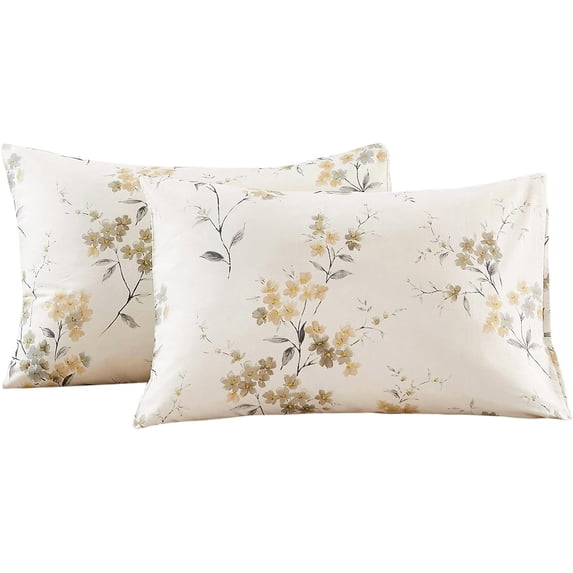 2 Pack Pillowcase Queen Size with White & Black Floral Pillow Cases Set ...