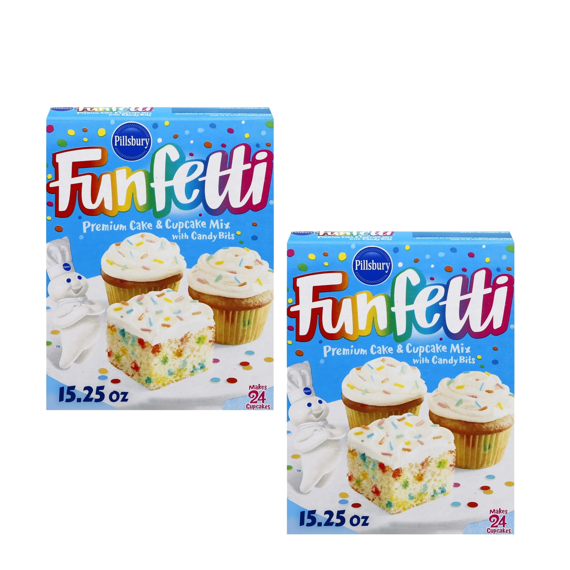 ( 2 Pack ) Pillsbury Funfetti Cake & Cupcake Mix, Premium, With Candy Bits, 15.25