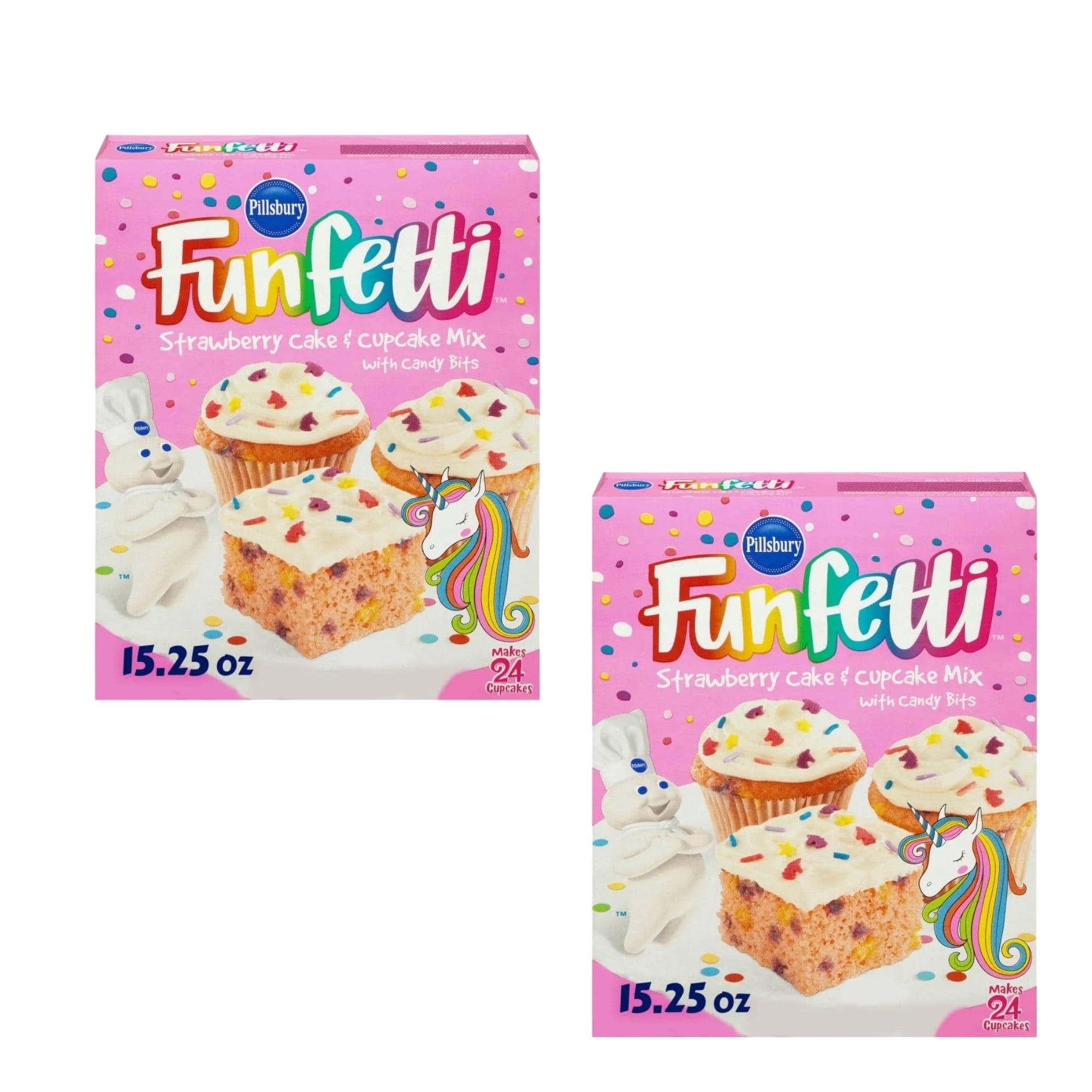 ( 2 Pack ) Pillsbury Funfetti Strawberry Cake & Cupcake Mix 15.25 Oz