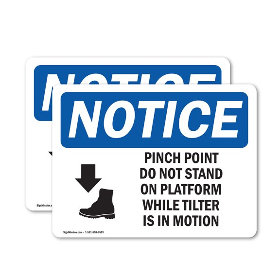 (2 Pack) Pinch Point Do Not Stand On Sign
