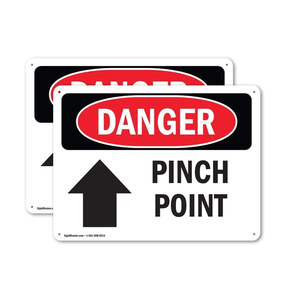 (2 Pack) Pinch Point OSHA Danger Sign 14 Inch X 10 Inch Plastic Sign, Weather Resistant, UV Protected for Workplace, Business, and Construction Site, Made in the USA
