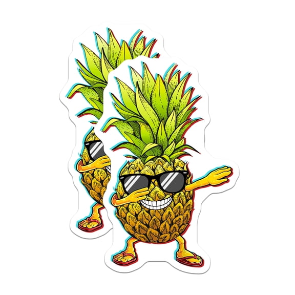 (2 Pack) Pineapple Dabbing Magnets - Cool Fruit Design - Funny Fridge Decors - 5" On Longest Side - Premium Magnet - for Cars, Refrigerators, Toolboxes, Lockers - Made in USA - MAG16989