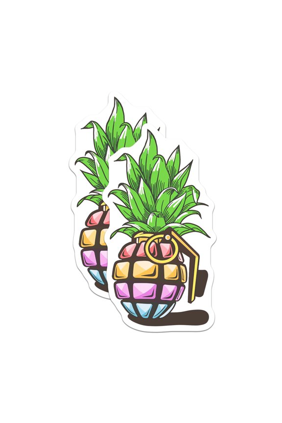 (2 Pack) Pineapple Grenade Magnets - Funny Fruit Pun Decor - Kitchen Fridge Accessories - 5" On Longest Side - Premium Magnet - for Cars, Refrigerators, Toolboxes, Lockers - Made in USA - MAG16941