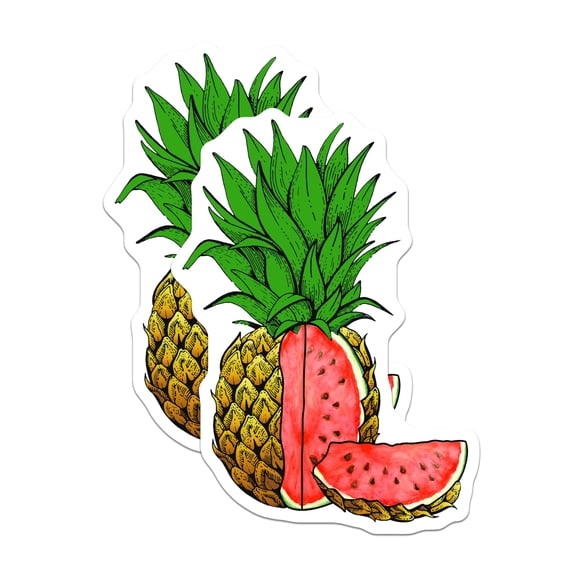 (2 Pack) Pineapple Watermelon Magnets - Fruit Magnets - Kitchen Decor Magnets - 5" On Longest Side - Premium Magnet - for Cars, Refrigerators, Toolboxes, Lockers - Made in USA - MAG16518
