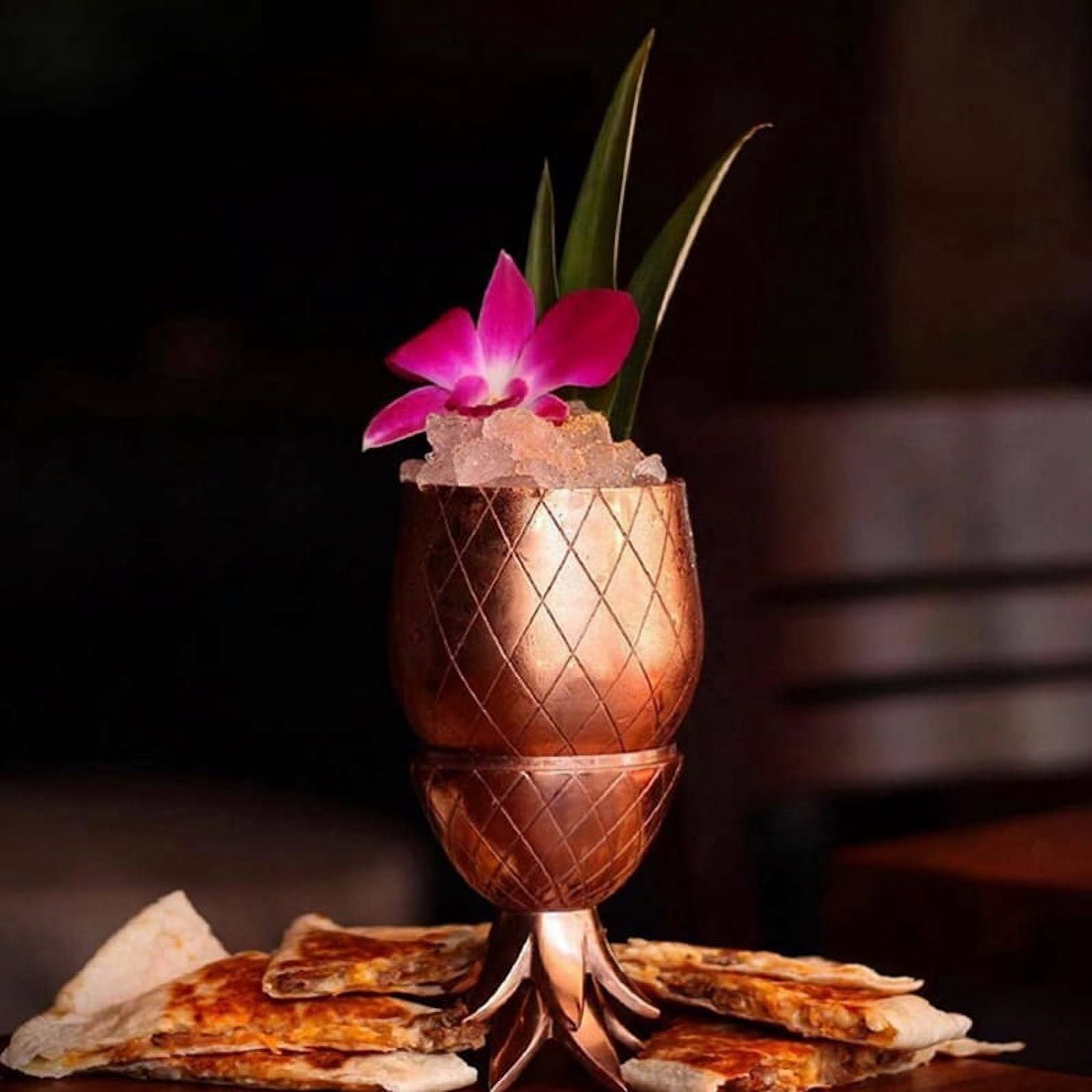 2 Pack Pineapples Drink Cups, 450Ml Copper Pineapples with Stretched Straw, Hawaiian Luau Cups
