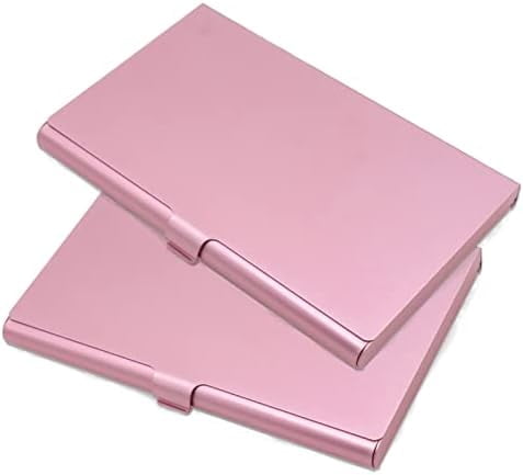 2-Pack Pink Aluminum Business Card Holder Slim Flip Pocket Case ...