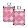 thumbnail image 1 of 2 Pack Pink Block Qtip Holder Dispenser Clear Plastic Storage Apothecary Jars for Cotton Swabs Balls Pads Floss, 1 of 7