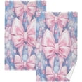 thumbnail image 1 of 2 Pack Pink Bow Hand Towel Cotton Ultra Soft and Highly Absorbent Face Towel Bath Decor Quick Drying Fingertip Towel 16x28 Inches Wash cloth, 1 of 7