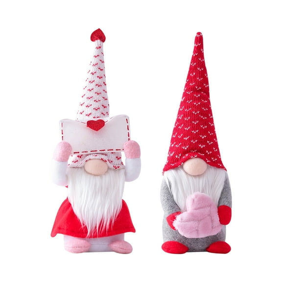 2 Pack Pink Christmas Gnomes Valentines Day Gnomes Décor with Heart, Gnome Plush Doll Decorations for Home Table, Swedish Plush Elf Gift, Christmas Gifts Birthday Gifts Valentines Gifts, Clearance