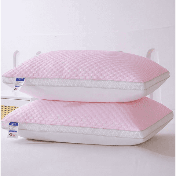 2-Pack Pink Cooling Tofu Pillows  Breathable Slow Rebound Cushions Sweat-Wicking Support Pillows for Comfortable Night Sleep