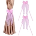 thumbnail image 1 of 2 Pack Pink Curtain Tiebacks Bowknot Curtains Tie Backs Decorative Fabric Ribbon Curtains Holdback, 1 of 5