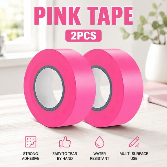 2 Pack Pink Flagging Tape, Non-Adhesive Plastic Ribbon, 1" x 294ft, Neon Trail Marking Tape for Tree Marking, Hunting, Boundary & Safety Uses