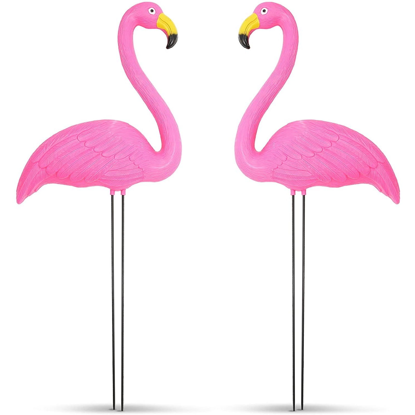 2 Pack Pink Flamingo Yard Decorations, Large Plastic Lawn Flamingos for