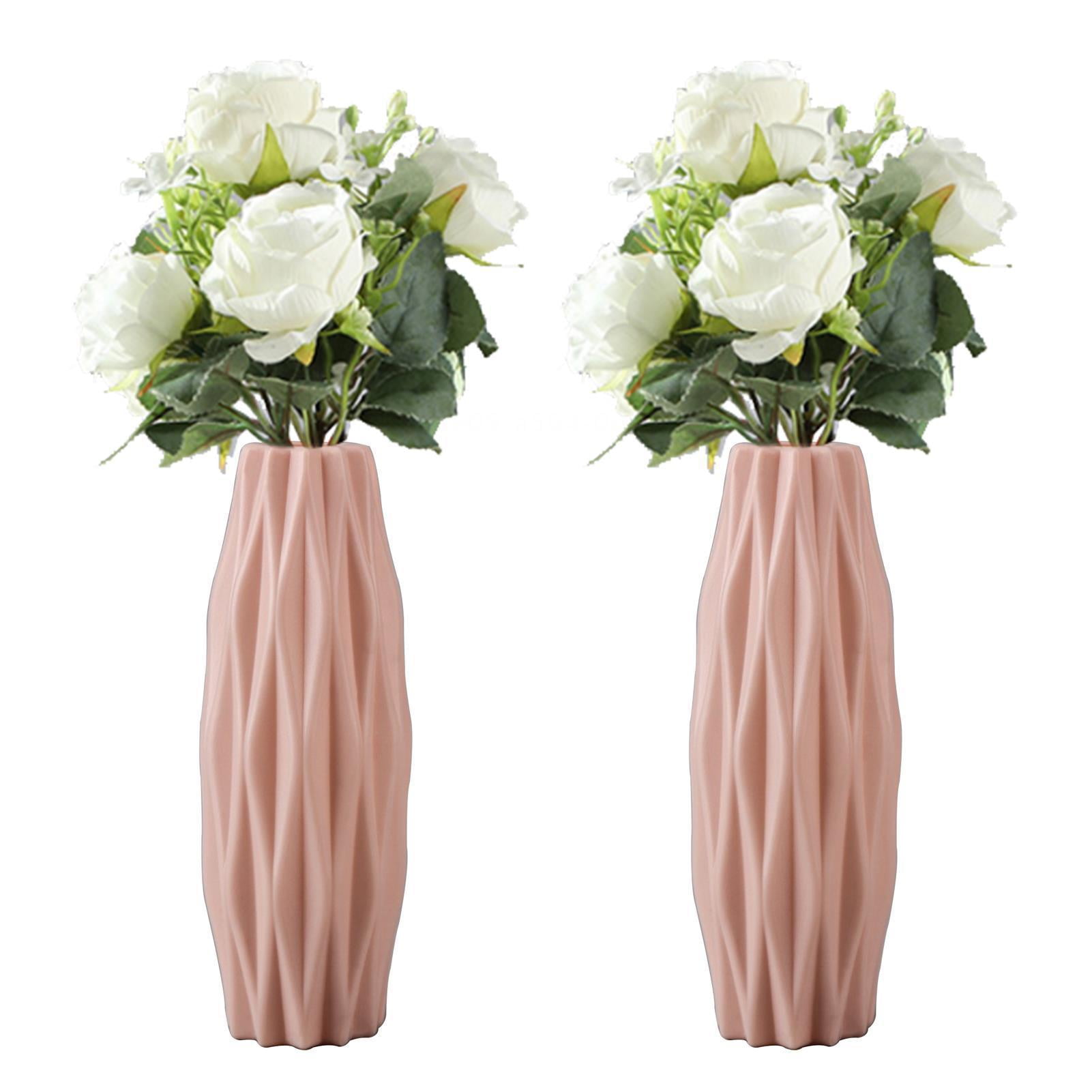 2 Pack Pink Flower Vase, Bohemian Modern Home Decor, Small Plastics