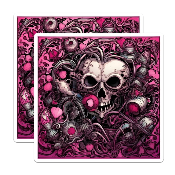 (2 Pack) Pink Goth Skull Magnets - Cyberpunk Skeleton Fridge Decor ...