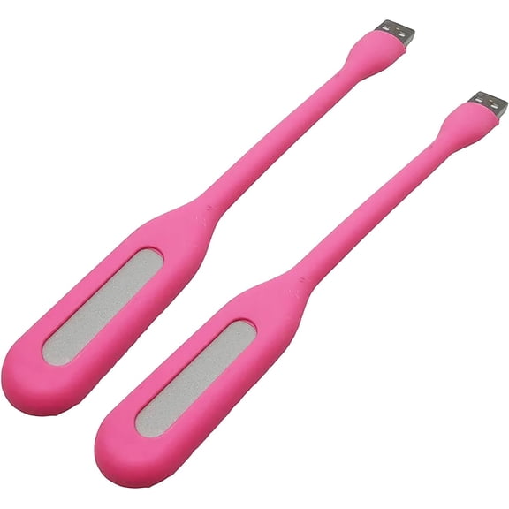 2 Pack Pink Mini USB Light Flexible Portable Book Reading Lamp 6 LEDs Powered Bendable Night Light Power Bank Computer Laptop