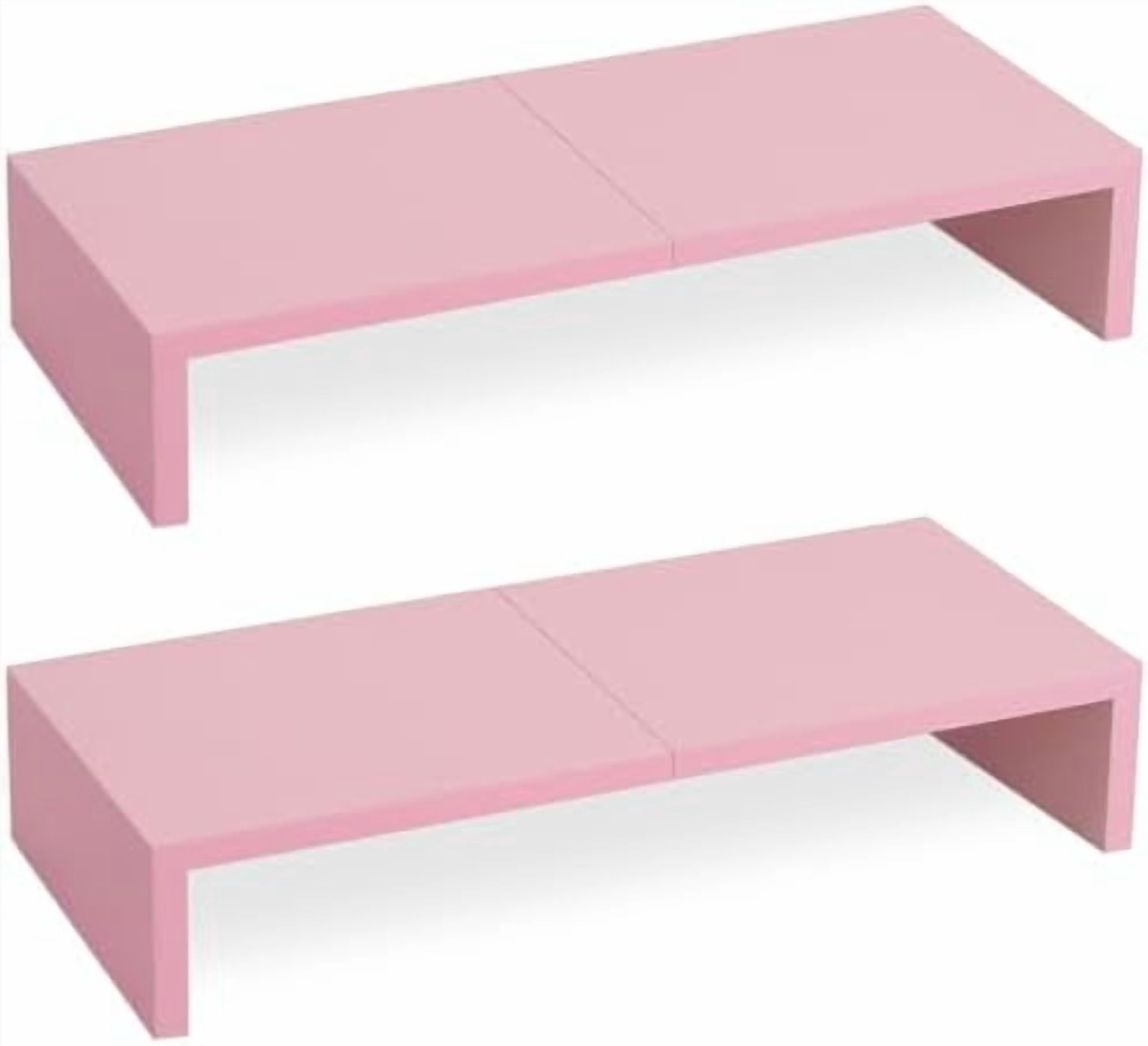 Pink Laptop Riser 2 Pack Pink Monitor Riser-20L inch, Cute Monitor Stand for Desk, Wood ...