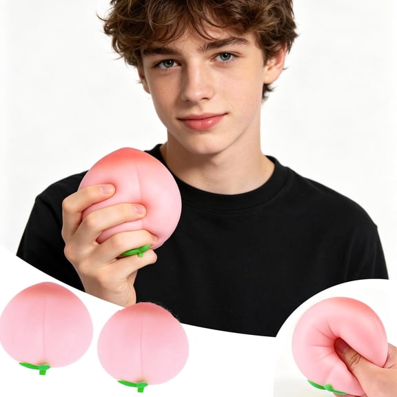 2-Pack Pink Peach Squishy Toys – Slow-Rising Stress Reliever Set,Cute Fruit-Shaped Fidget for Anxiety Relief,Sensory Calming Squeeze for Desk Decor,Gift for All Ages
