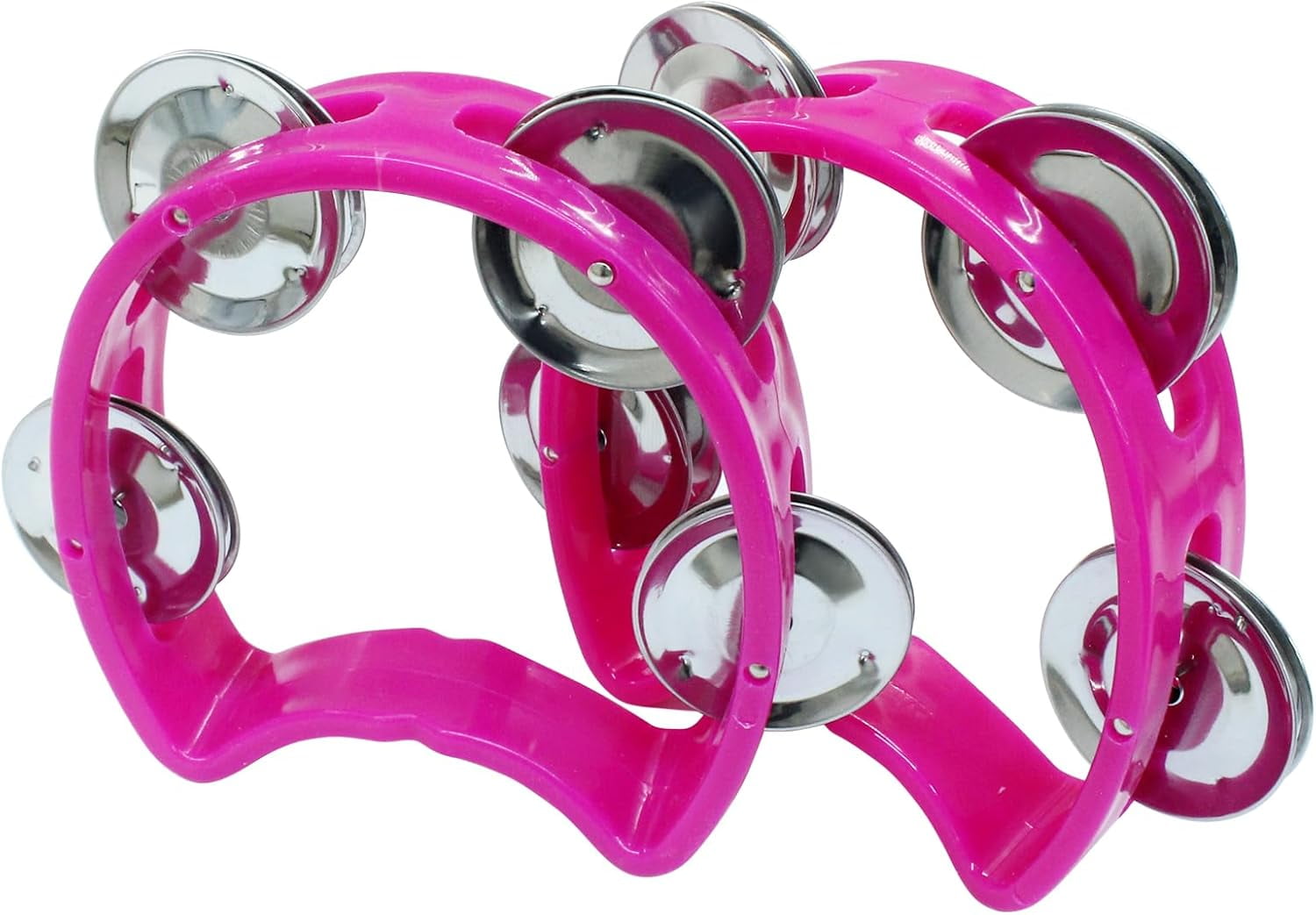 2 Pack Pink Plastic Tambourines, Handheld Percussion Instrument with 4 ...