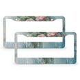 thumbnail image 1 of 2 Pack Pink Roses in A Jar License Plate Cover Hello Spring Rose Flower Car Tags Frames Holder Aluminum Metal 2 Round Holes for Women, 1 of 6
