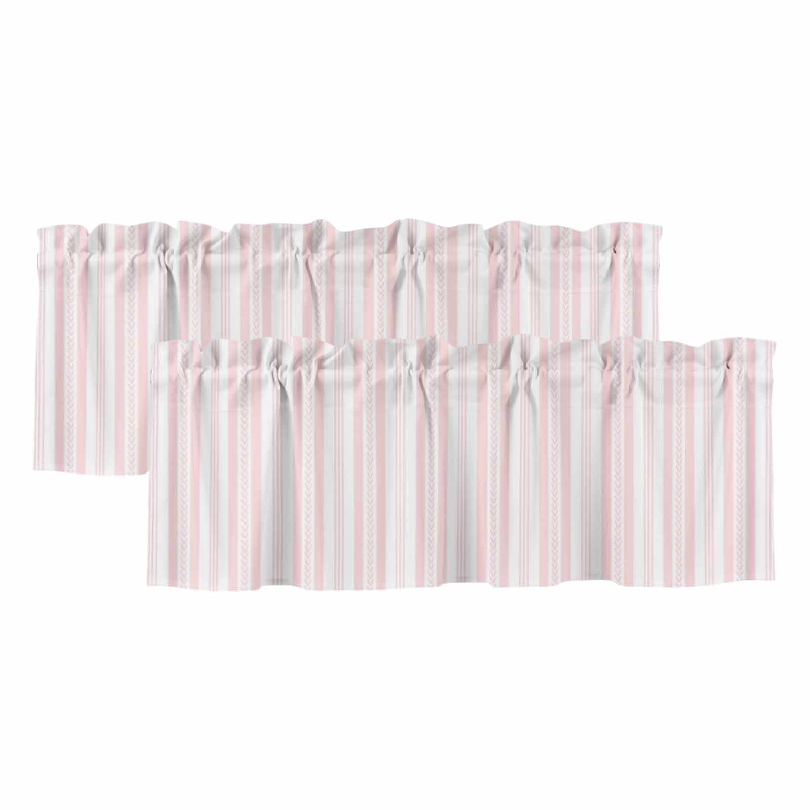 2 Pack Pink Striped Valance for Window Rustic Country Stripes Farmhouse ...
